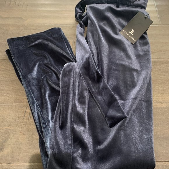 Jules & Leopold Pull On Slim Leg Ankle Length Blue Velvet Pants NWT size small - Picture 6 of 6